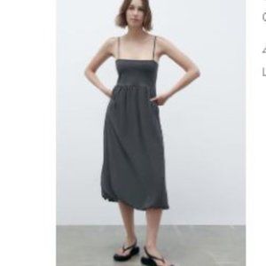 ZARA - CONTRASTING MIDI DRESS - GRAY - LARGE NWT